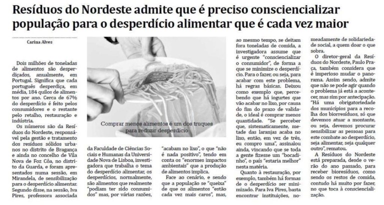 Resíduos do Nordeste admite que é preciso consciencializar população para desperdício alimentar que é cada vez maior