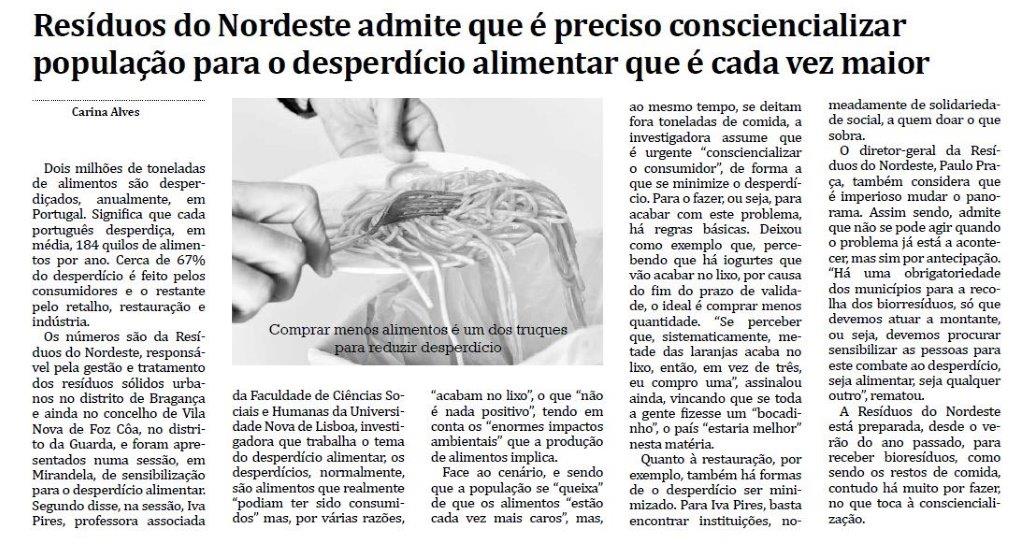 Resíduos do Nordeste admite que é preciso consciencializar população para desperdício alimentar que é cada vez maior