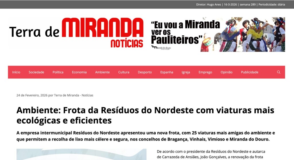 Ambiente: Frota da Resíduos do Nordeste com viaturas mais ecológicas e eficientes