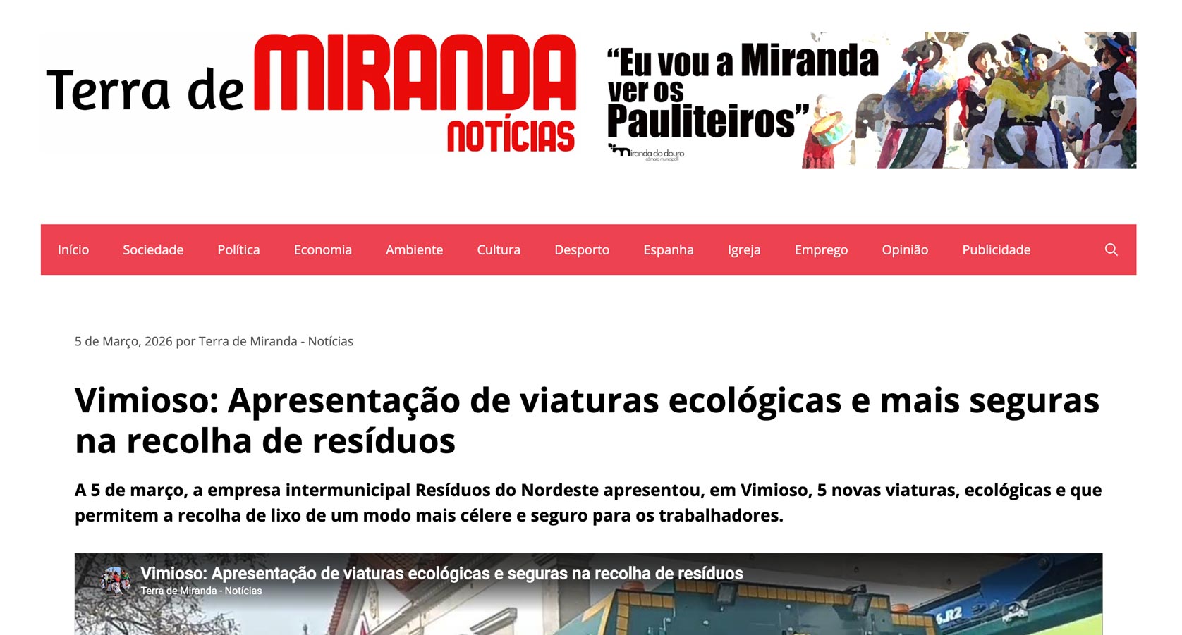 Vimioso: Apresentação de viaturas ecológicas e mais seguras na recolha de resíduos